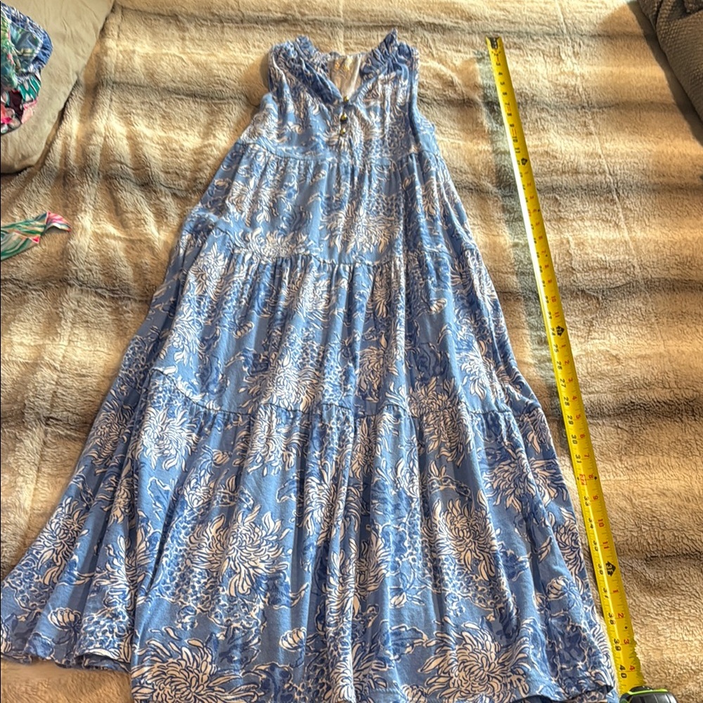 Lilly Pulitzer girls size L- Floral Blue Maxi Dress